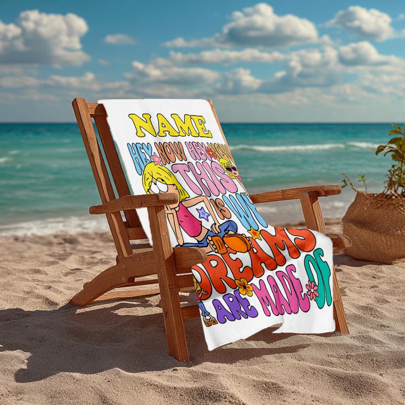 Custom Name Ultra-Soft Beach Towel with Lizzie McGuire Theme,Ideal for Pool - Camping, Diving - Perfect Travel Essential, Vibrant Beach Towel.