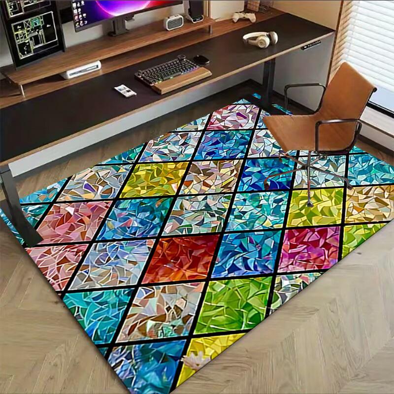 1 шт. мозаичный ковер для пола из витражного стекла, очень большой, нескользящий, для офиса, семьи, спальни, ковер для большой площади, ковер для помещений, яркие цвета