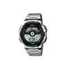 Casio Youth Series Round Dial Digital World Map Sports Quartz Movement Stainless Steel Strap Men watches Black AE-1100WD-1A