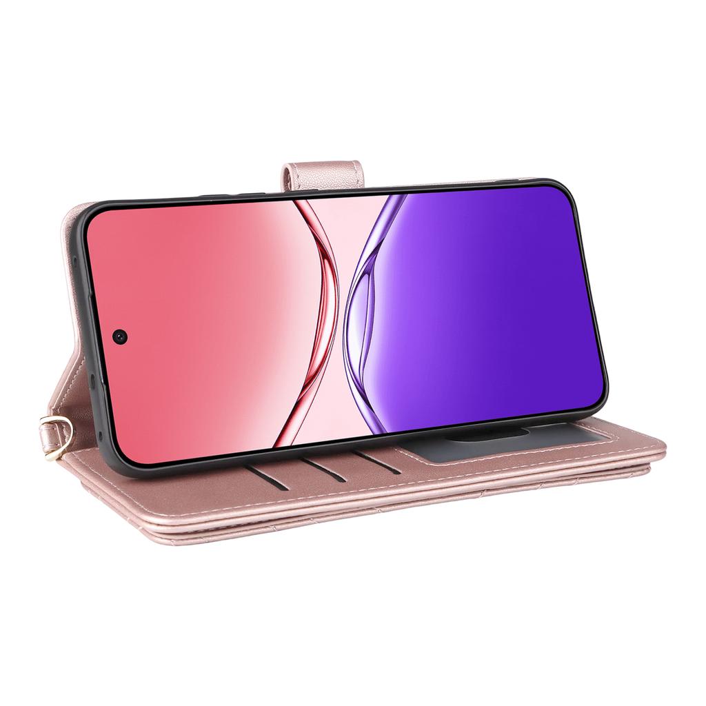 For Oppo F29 5G/A5 5G Wallet Case with Shoulder/Wrist Strap Leather Phone Cover Stand