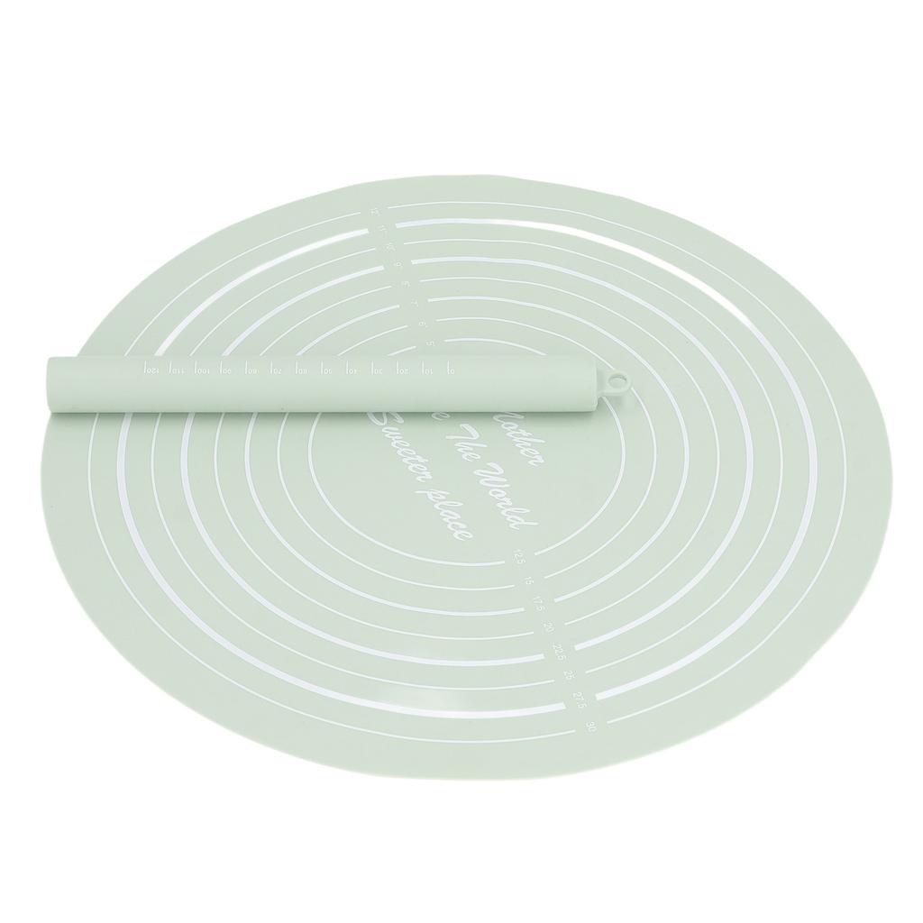 Dough Roller Set with Measurements Silicone Rolling Pin Non Stick Flour Mat for Home Kitchen Dessert Store