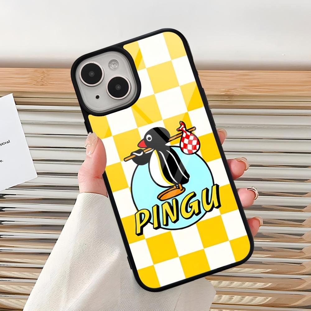 Мультяшный чехол для телефона с пингвином Пингу для iPhone 16 Pro 15 Pro Max 14 12 11 13 Mini 8 7 Plus X Xs XR, PC+TPU, Дизайнерская крышка