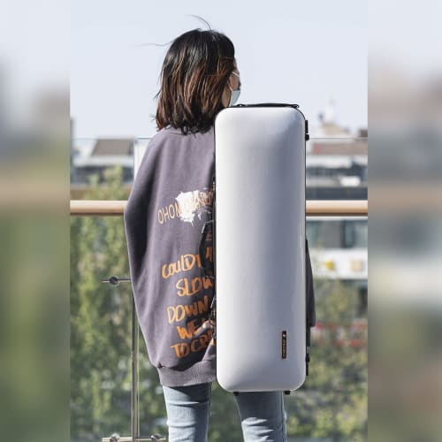 Christiana Carbon Fiber Rectangular Violin Case with Hygrometer and Password Lock (white Dot)