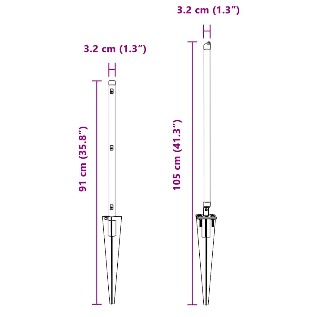 Fence Post with Drive in Sleeve 7 Pcs Silver