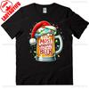 Funny Santa Claus Drinking Beer Wonderful Time Christmas TShirt High Quality Loose Casual Cotton T Shirt Man Clothes