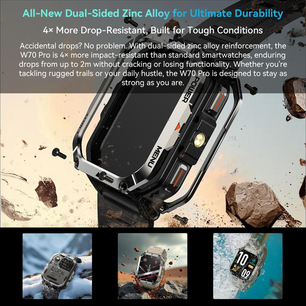 Blackview Умные часы W70Pro, 2,01" HD-экран, аккумулятор 900 мАч, более 120 спортивных режимов, водонепроницаемость IP68