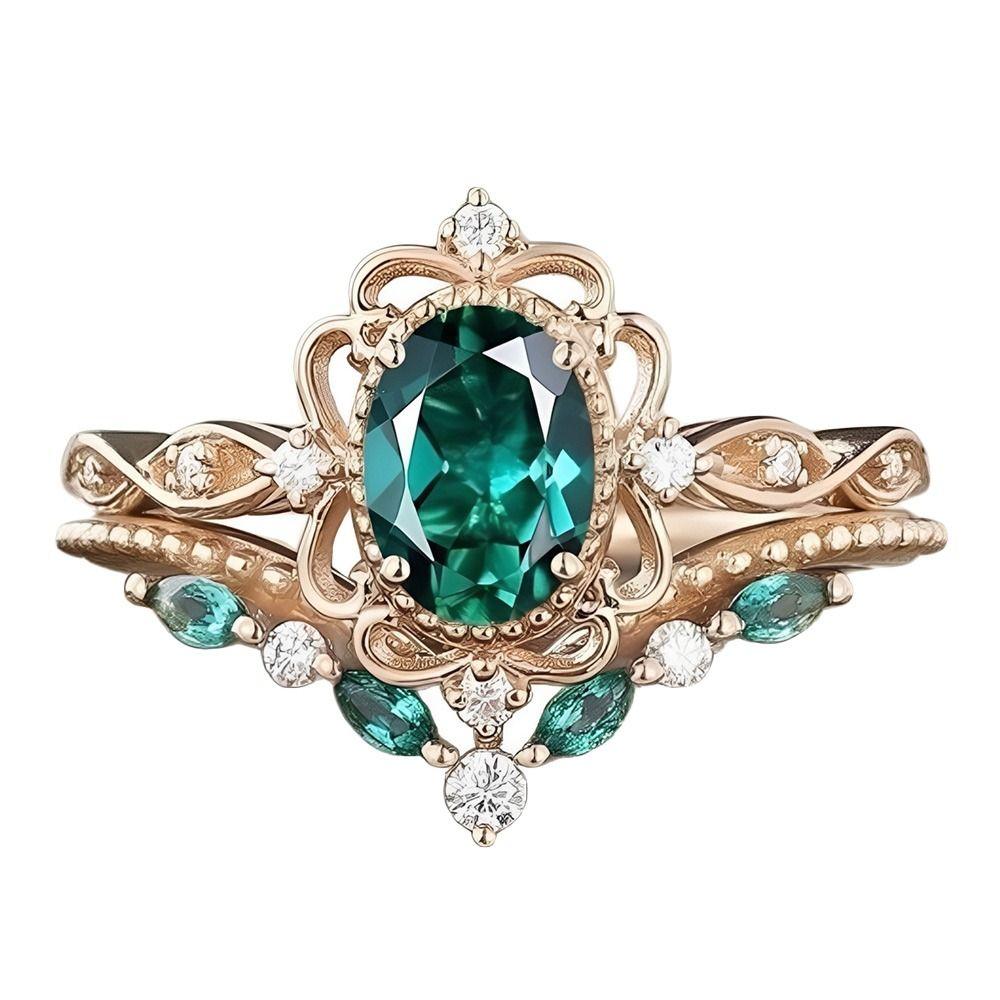 Jewelry Accessories Zircon Rings Green Crystal Rings New Finger Ring Women