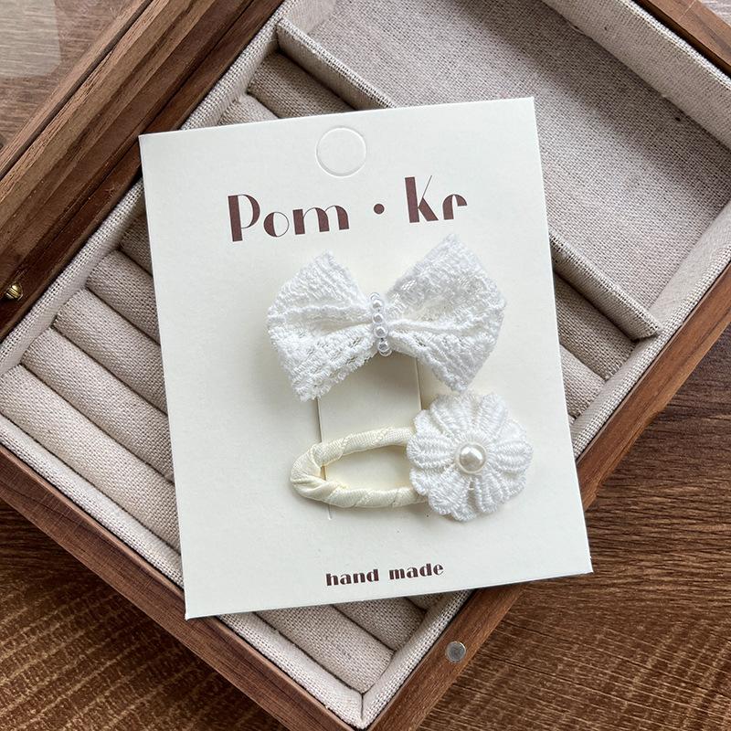 Детские милые кружевные заколки для волос, милые заколки для волос с бантиками, детские жемчужные вышитые цветы, боковая заколка, челка, сломанные заколки для волос