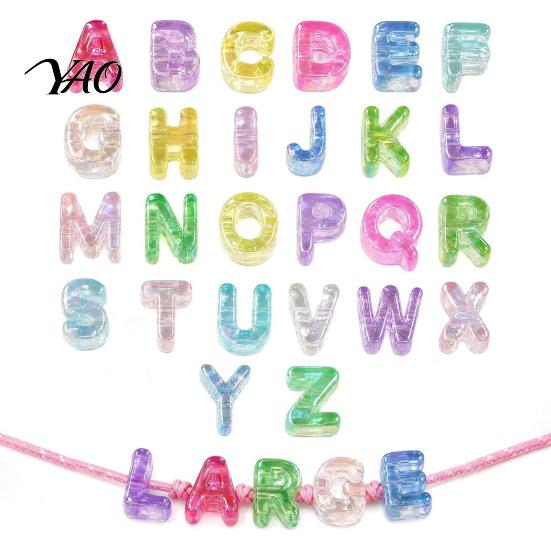 Alphabet Beads for Keychain Crafts 26Pcs A to Z Acrylic Letter Beads, Chunky Large Crafting Accessories Luggage Tags Colorful DIY Keychains Bag Charms