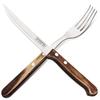 Нож для стейка с деревянной ручкой 22 см Столовая вилка 21 см Polywood Plus Длинный Набор из 2 штук Темно-коричневый Можно мыть в посудомоечной машине Сделано в Бразилии TRAMONTINA & 21122/195
