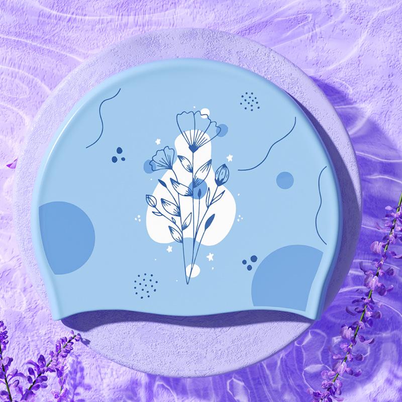 Печатные шапочки для плавания для женщин, большой размер, удобная силиконовая шапочка для плавания, длинные волосы, защита ушей, шапочка для плавания, аксессуары для бассейна