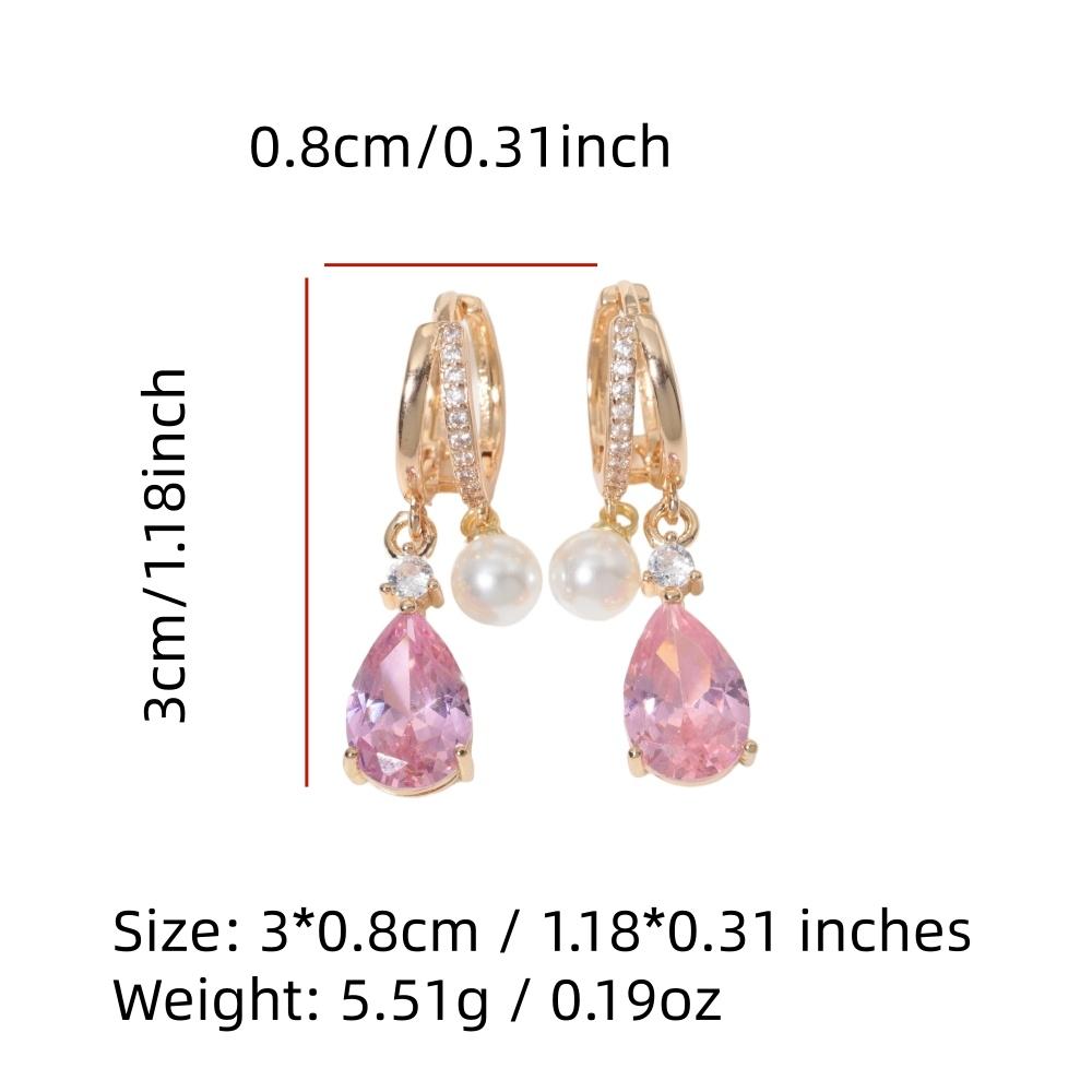 1 Pair Fashion Water Droplets Zirconia Dangle Earrings for Women Imitation Pearls Earring Jewelry Wedding Party Accessories