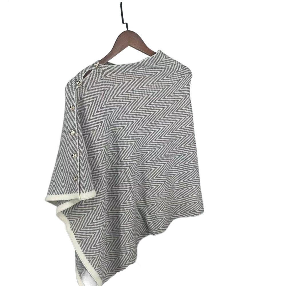 with Button Winter Cashmere Scarves Striped Long Shawl Classic Imitate Cashmere Scarf Girl
