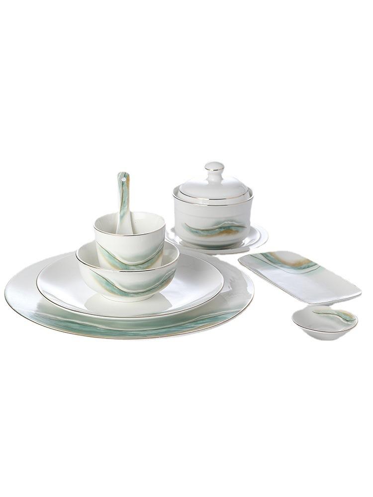 Набор посуды, элитная клубная столовая, набор посуды с китайским пейзажем