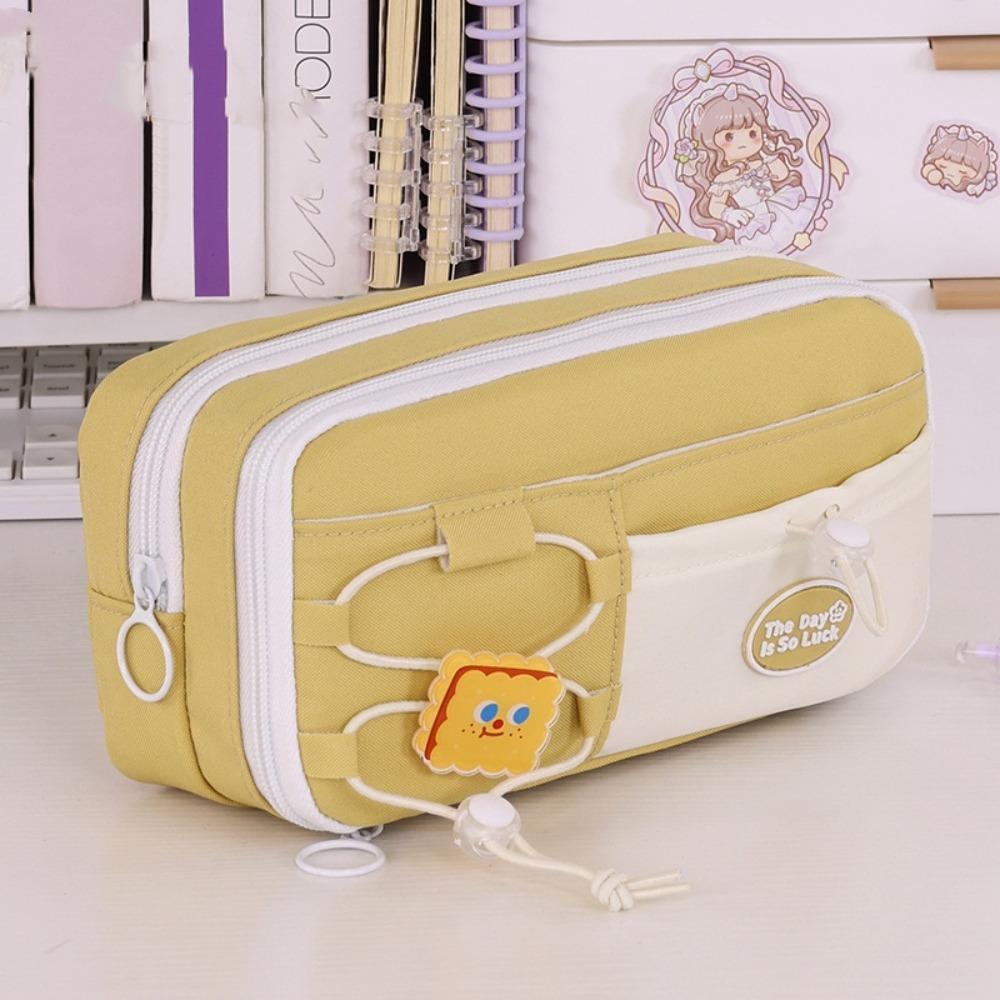 Flip Style Cute Pencil Pouch Large Capacity Gel Pen Organizer Simple Student Pencil Case Gift