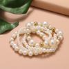 4Pcs Pearl Love Beaded Bracelet Set For Women Beads Adjustable Elastic Chain Bangle Female Luxury Party Jewelry Gift