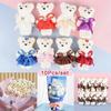10Pcs/Set Cute Bear Doll Cartoon Plush Toys New Bear Bouquet Accessories