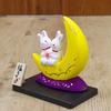 Yakushi Kiln Rabbit Figurine, Nishikisai Design, Fortune Moon Rabbit (Manpuku) (with Crystal Glass)