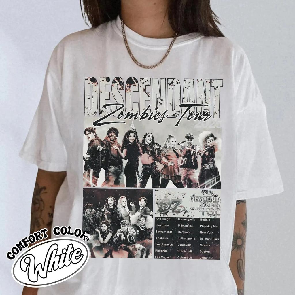 Descendants Zombies World Collide Tour 2025 Retro TShirt Zombies Tour Summer Music Festival Shirt
