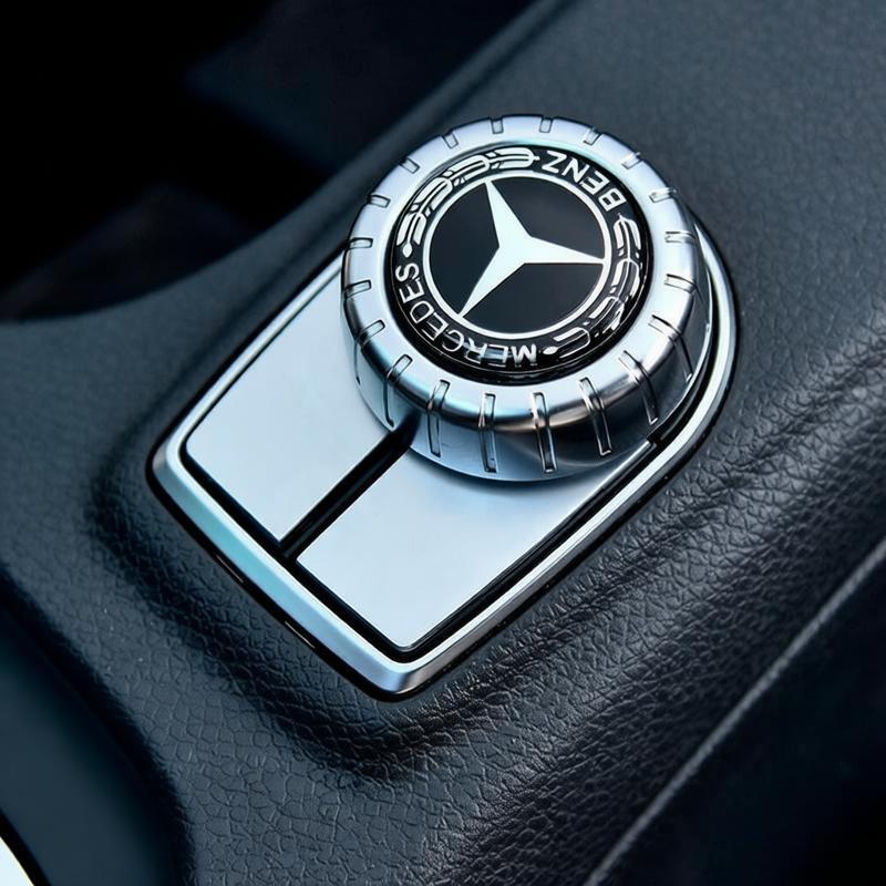 AABGT1 Aluminum 29mm Car Multimedia Knob Badge Stickers for Mercedes Benz W124 W140 W163 W202 W203 W204 W205 CLA CLK CLS GLA GLC