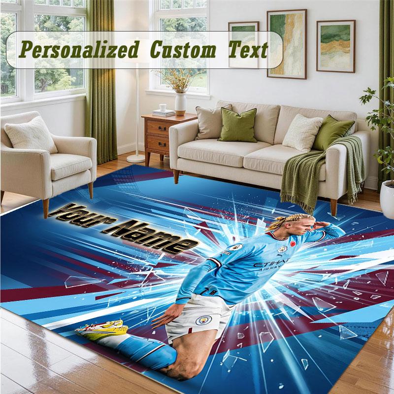 Crystal Velvet Square Rug Custom NameErling Haaland Pattern Non Slip Home Floor Decor Rug