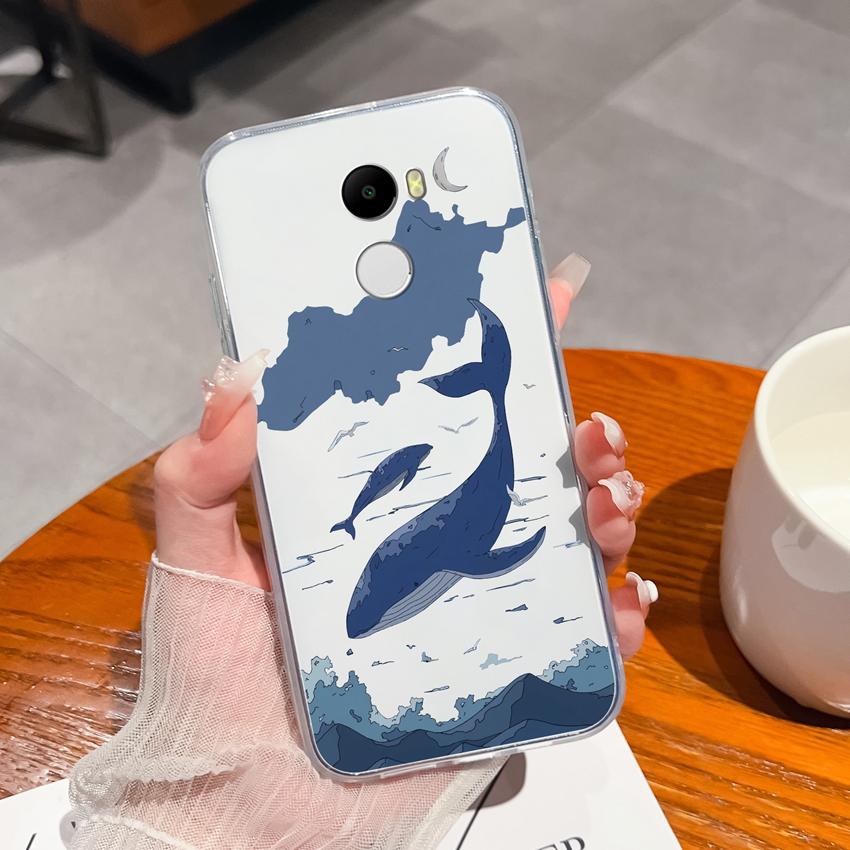 Чехол для Redmi 4 3 6 Pro 4A 4X 5A 5 Plus K90 Милый узор акулы и кошки Телефонные сумки Мягкий ультратонкий ТПУ силикон Противоскользящая оболочка для Redmi Прозрачная задняя крышка