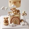 Soft Clay Cute Bear Cake Topper for Boy Girl Baby Shower Bear Theme Decoration Birthday Party Wedding Decoration Cake Decorating