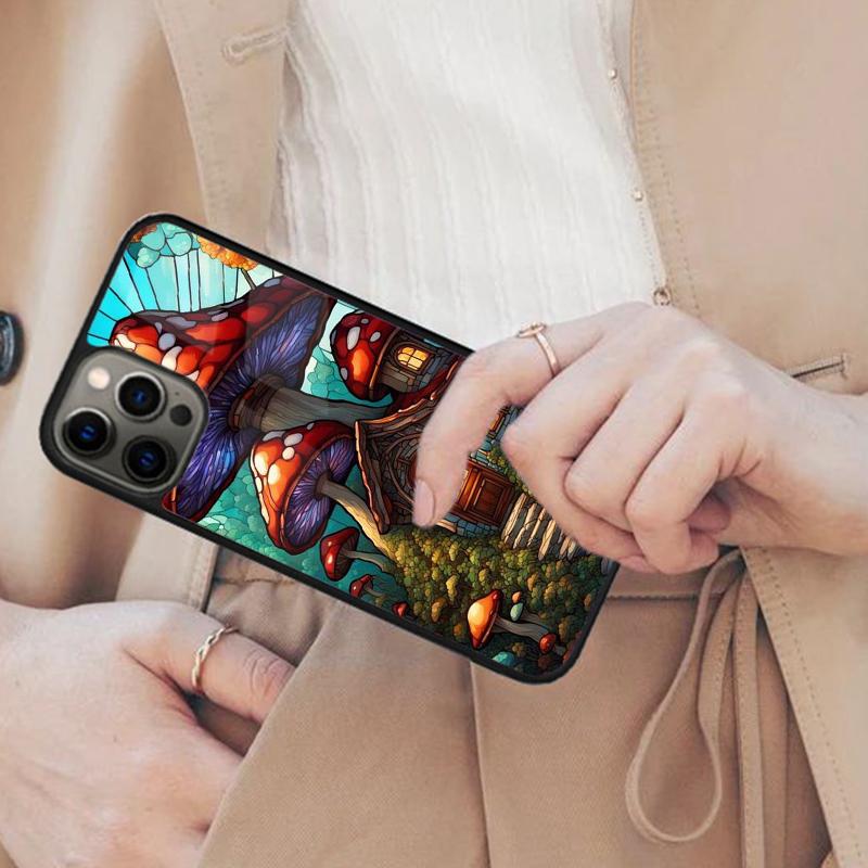 Магнитный чехол для телефона «Грибной домик» для APPLE iPhone 17 Air 16 14 13 12 Pro Max 15 Plus Беспроводная зарядка С крышкой MagSafe