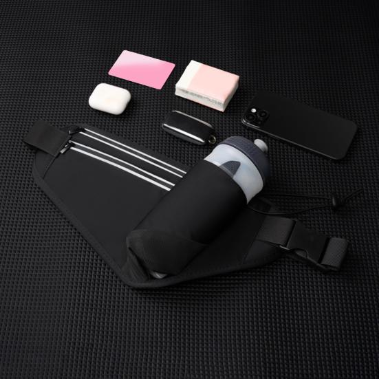 Hydration Waist Bag Waterproof Waist Pack with Water Bottle Holder Reflective Strips Adjustable Belt Fanny Pack for Running Hiking Cycling