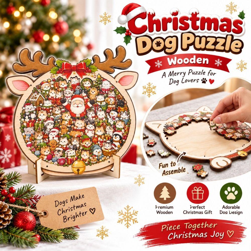 Irregular Shape Wooden Jigsaw Puzzle Wooden Holiday Puzzle Ornament Christmas Tabletop Decor