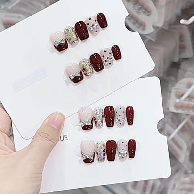 Чисто ручная работа Фототерапия Носимые ногтевые пластины Аббатство Даунтон Носимые ногти Готовое изделие Многоразовый нейл-арт