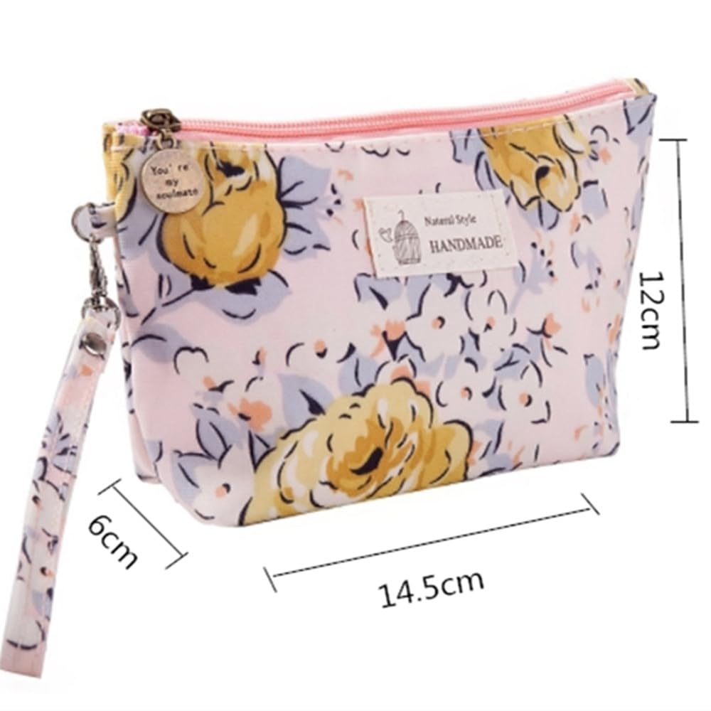 Tumecos Portable Toiletry Holds Coin Sanitary and Tissues Pink 2 Bag, Printed, Waterproof, Travel, Zippered, Multifunctional, Durable, Compact,