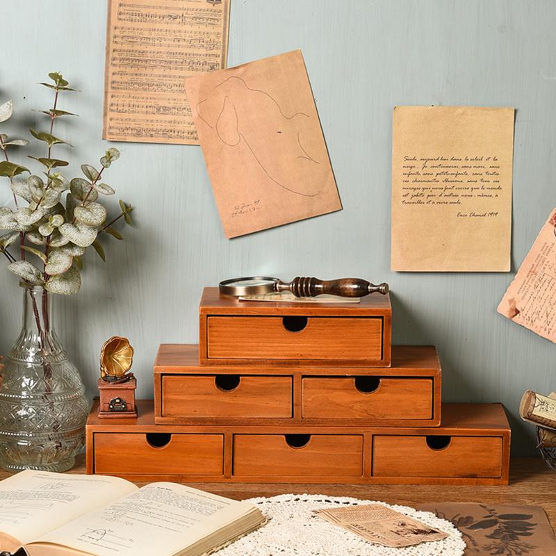 1 Set Wooden Jewelry Storage Cabinet Desktop Sundries Finishing Storage Box Dresser