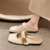 Baotou Half Slippers Women's Outer Wear 2025 Spring and Summer New Women's Shoes Flat Bottom One Pedal Gentle Temperament Muller Single Shoes