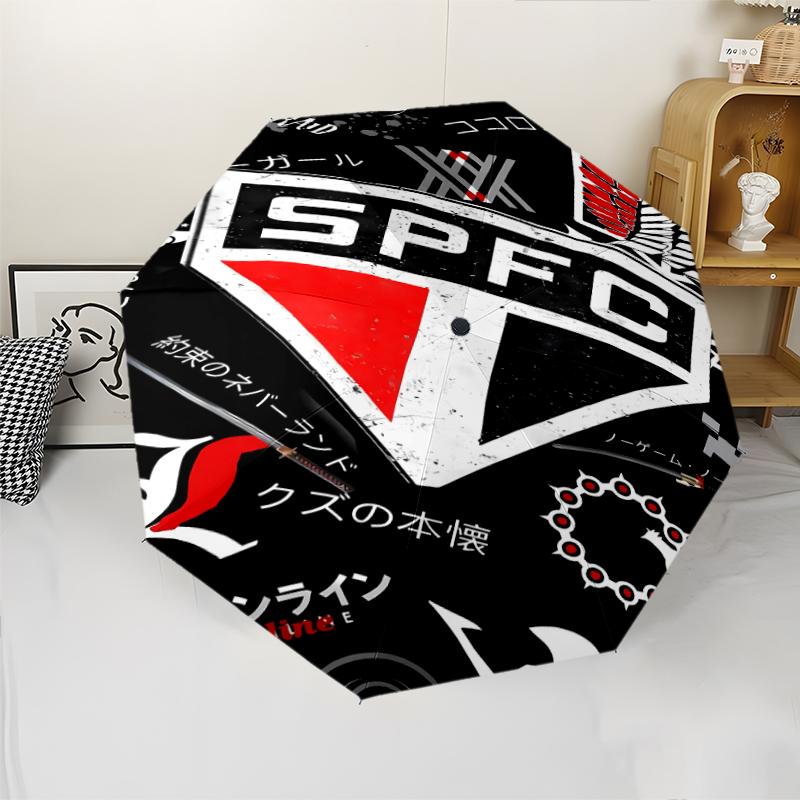 Автоматический зонт с принтом логотипа São Paulo FC, 8 спиц, железный каркас, пластиковая ручка, подходит для путешествий на открытом воздухе и на каждый день, идеальный подарок