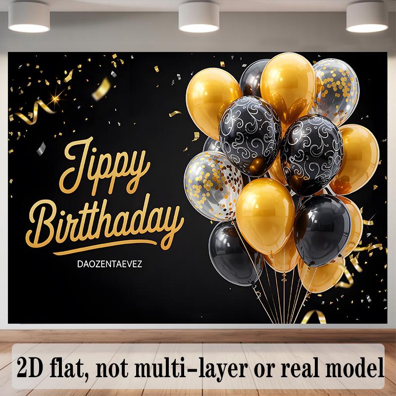Golden Birthday Theme Banner, Photo Backdrop Wall Decor for Party