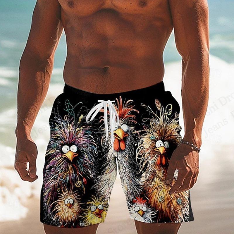 Смешная Животная Курица 3D Шорты для плавания на завязках Board Shorts Гавайские Шорты для серфинга Пляжные Шорты Мужские Плавки Спортивные Шорты