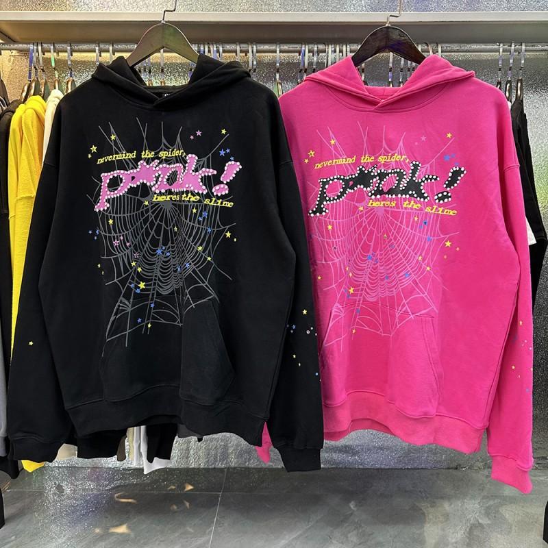 Sp5der Hip Hop Style Puff Print 555555 Graphic Hoodie Unisex Oversized Long Sleeve Sweatshirt Fall