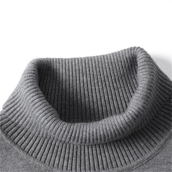 Men Turtleneck Sweater Slim Fit Knit High Neck Pullover Warm Winter Solid Color Rollneck Sweater for Daily Wear Work School Street