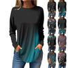 Женская свободная футболка с длинным рукавом с круглым вырезом и принтом, верхний пуловер