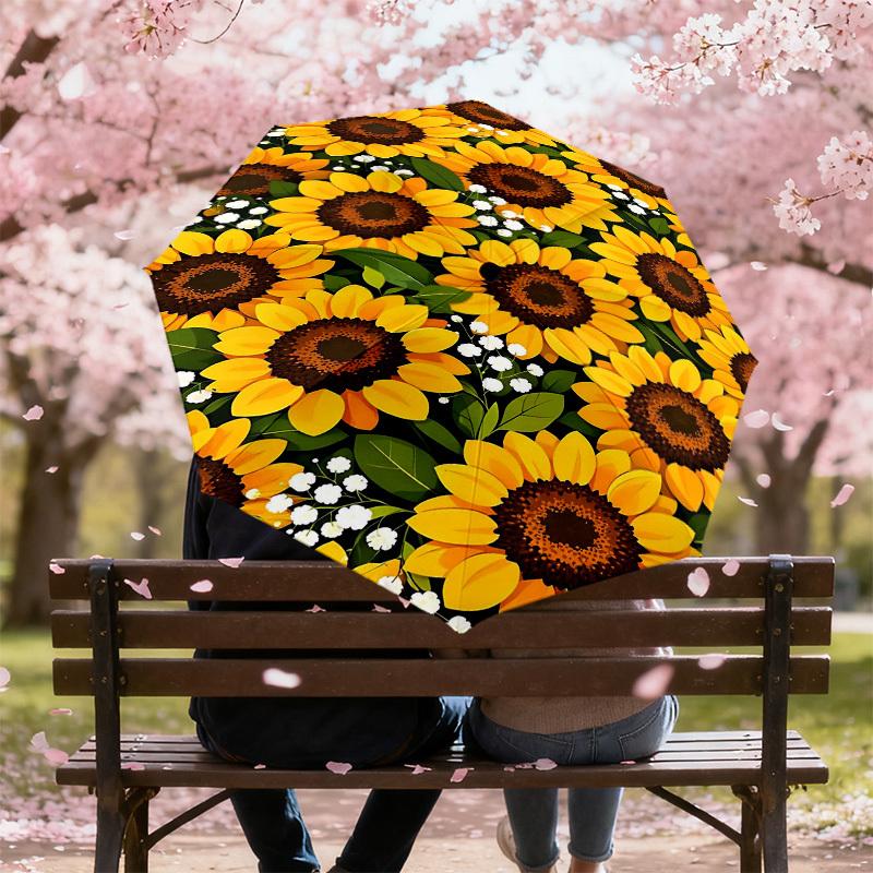 1PC sunflower Umbrella-8-Rib Reinforced Portable Folding Travel Suitable for All Seasons Outdoor Daily Use -J0337