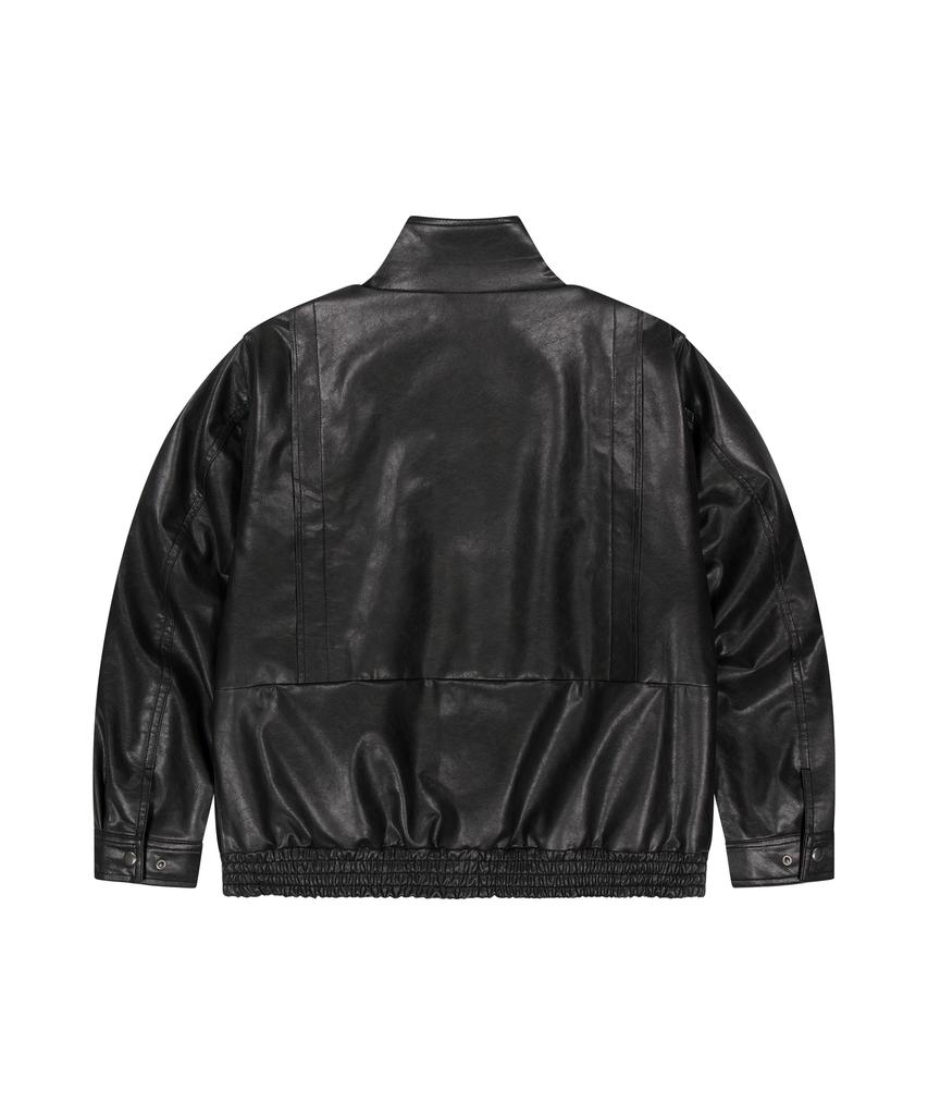 MAHAGRID Faux Leather Blouson Jacket[Black]