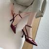 New High-heeled Back Empty One-word Buckle Strap Beautiful Pointed High Heels Women's Spring and Summer Sandals