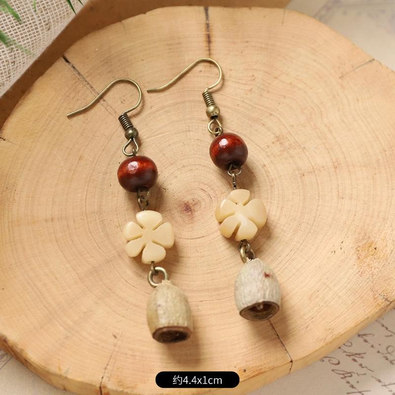 Оригинальные серьги Mori Plant Fruit, натуральные желуди, ручная работа, ретро-женские длинные серьги, этнический стиль, литературная и традиционная китайская медицина