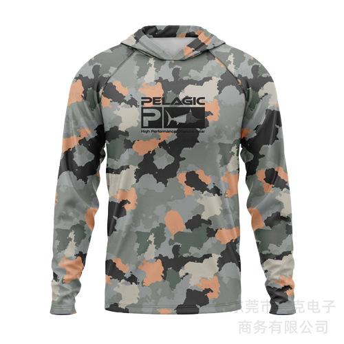 Pelagic fishing clothing summer camouflage sunscreen clothing breathable hooded fishing sportswear quick-drying T-shirt available