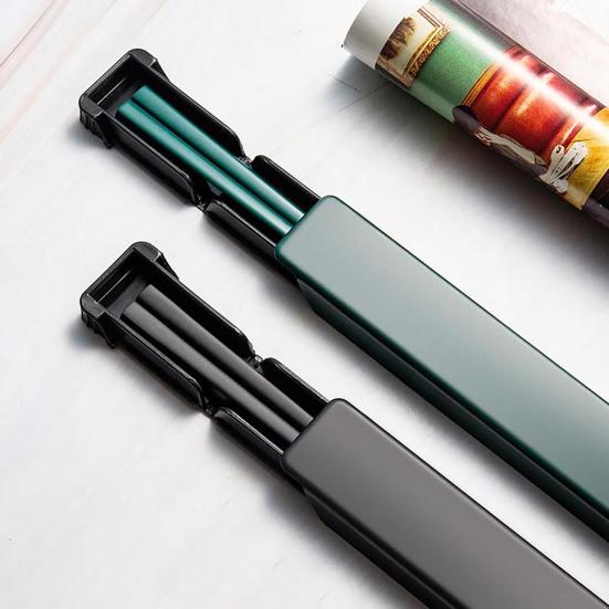 1 Set Stainless Steel Chopsticks with Case Reusable Easy To Clean Rustproof Non-slip Eating Dishwasher