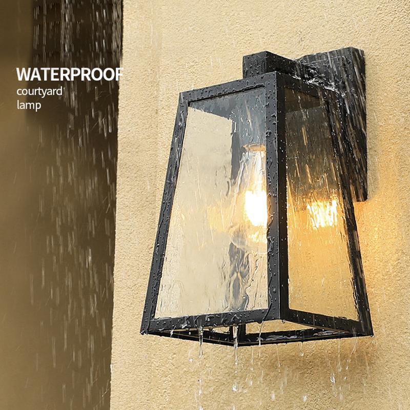 Уличный водонепроницаемый настенный светильник Современный садовый светильник для коридора виллы Наружная стена Садовая дорожка Простой балкон Ворота Терраса Лампа