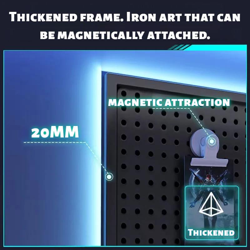 Магнитное притяжение металлическая перфорированная доска большого размера настенная перфорированная доска с отверстиями утолщенная стойка для хранения крючков