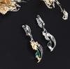 Элегантные серьги в виде русалки, созданные из грушевидного изумрудного нано-кристалла 5*7 мм, ювелирные изделия из стерлингового серебра 925 пробы для женщин, подарок для предложения и банкета