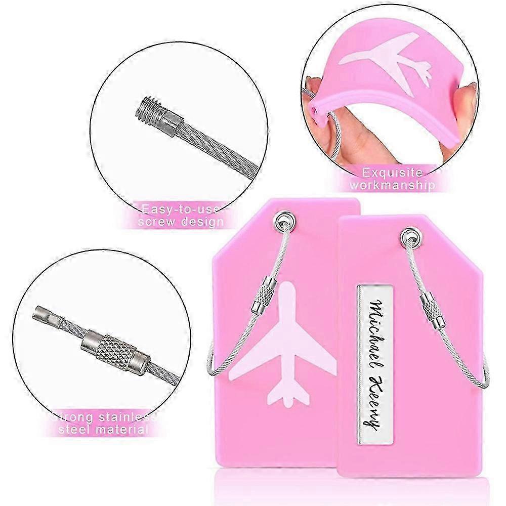 5Pcs Flexible Silicone Luggage Tags Travel ID Card Sleeve Trolley Case Labels